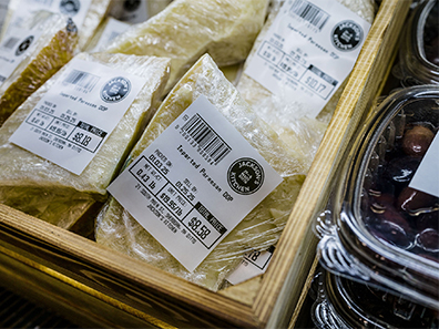 deli case cheese and olives