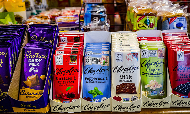 chocolate bars for sale at Sherborn Fuel