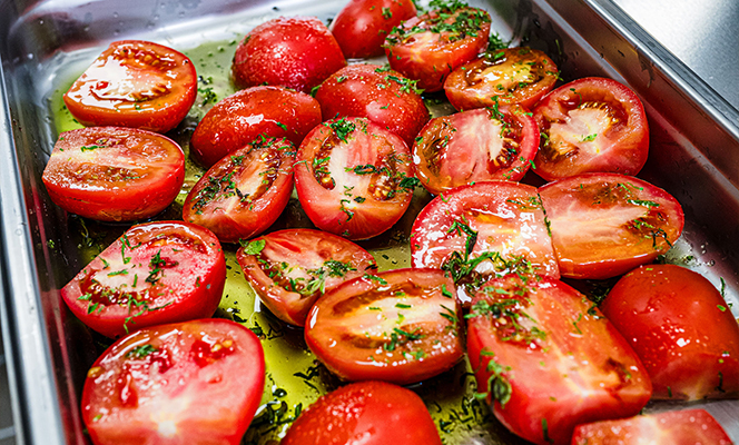 Fresh Tomatoes cooking at Jackson's Kitchen